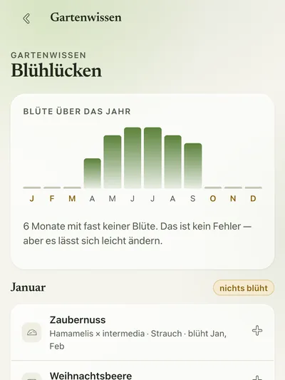 Auswertung Blühlücken: Blüte über das Jahr